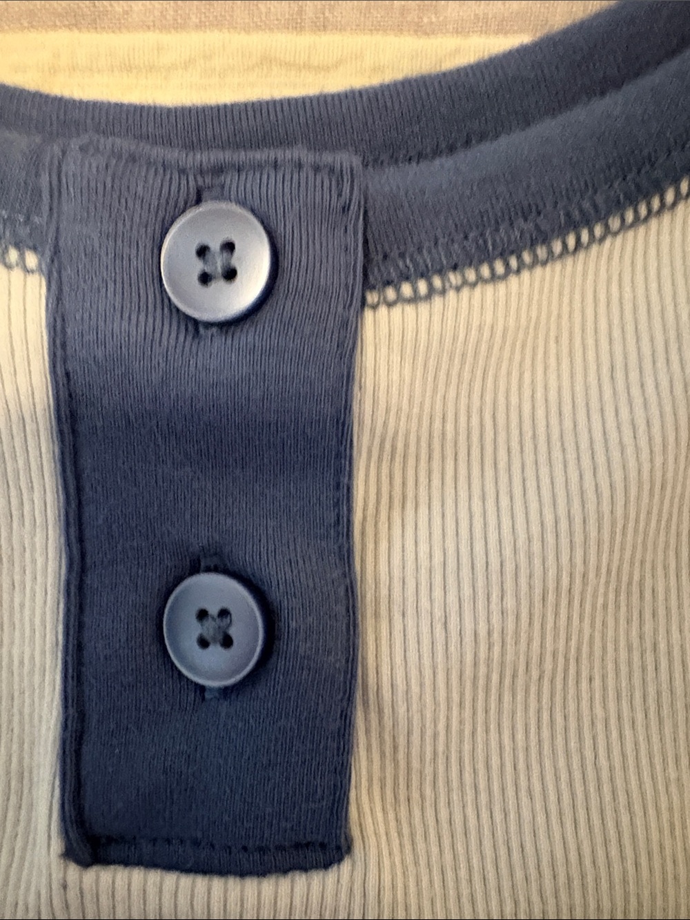 aerie Light Blue Henley Tank Top with Navy Trim - Picture 5 of 5